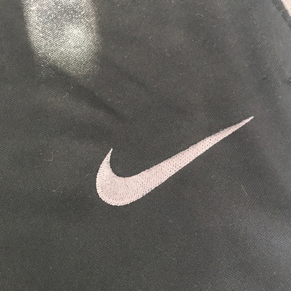 Men’s Nike black with gray mesh stripe drawstring polyester joggers. 2 pairs!